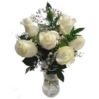 6 White Roses Bouquet